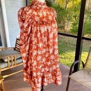 Nasty Gal Turmeric Floral Shadow Smock Dress Size 8 UK — 4 US. NWT